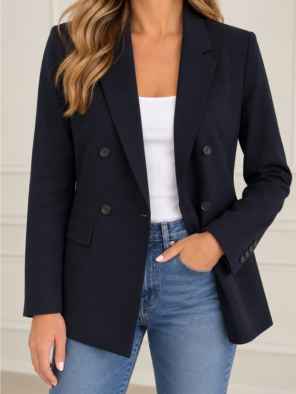 Ann Taylor Women's Navy Double-Breasted Blazer sz 4
